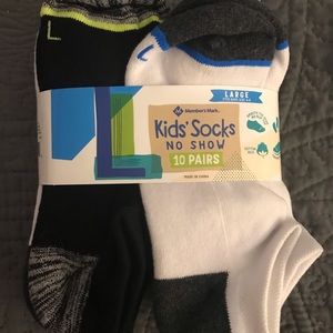 Member’s Mark Kids Medium No Show Socks 10 Pairs Multicolor NWT